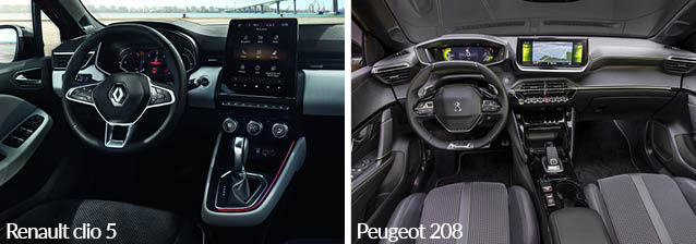 Renault Clio 5 VS Peugeot 208 : intérieur